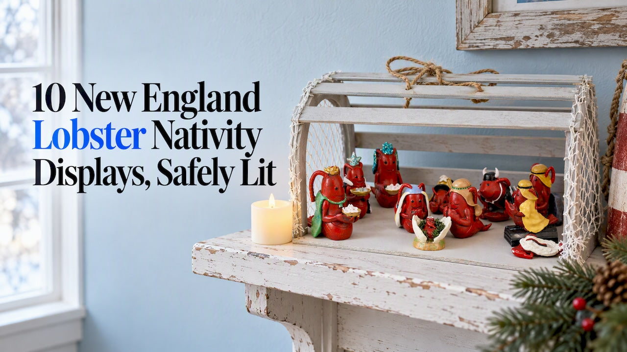 Lobster Nativity Scene Ideas: 10 New England Displays, Safely Lit